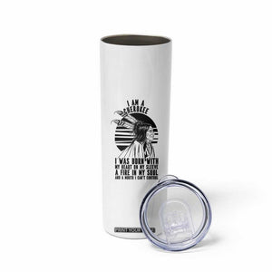 Native American Heritage Pride Gift Skinny Tumbler I Am A Cherokee Born With Heart On My Sleeve