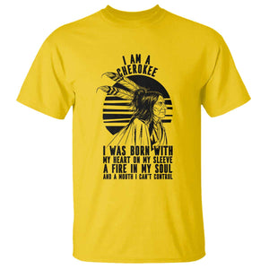 Native American Heritage Pride Gift T Shirt I Am A Cherokee Born With Heart On My Sleeve