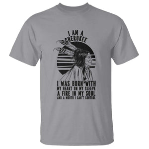 Native American Heritage Pride Gift T Shirt I Am A Cherokee Born With Heart On My Sleeve