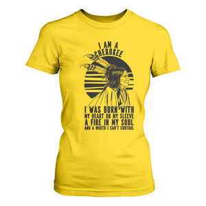 Native American Heritage Pride Gift T Shirt For Women I Am A Cherokee Born With Heart On My Sleeve