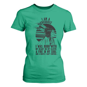 Native American Heritage Pride Gift T Shirt For Women I Am A Cherokee Born With Heart On My Sleeve
