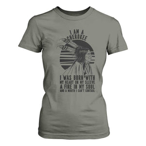 Native American Heritage Pride Gift T Shirt For Women I Am A Cherokee Born With Heart On My Sleeve