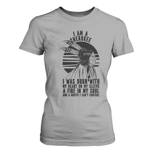Native American Heritage Pride Gift T Shirt For Women I Am A Cherokee Born With Heart On My Sleeve