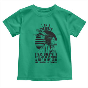 Native American Heritage Pride Gift Toddler T Shirt I Am A Cherokee Born With Heart On My Sleeve
