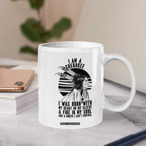 Native American Heritage Pride Gift Coffee Mug I Am A Cherokee Born With Heart On My Sleeve