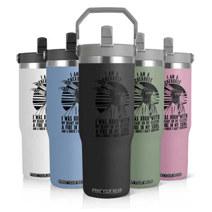 Native American Heritage Pride Gift Flip Straw Tumbler I Am A Cherokee Born With Heart On My Sleeve