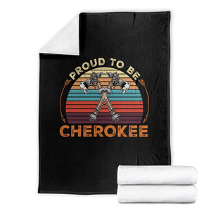 Cherokee Heritage Pride Throw Blanket Vintage Sunset Tomahawk Native American Graphic