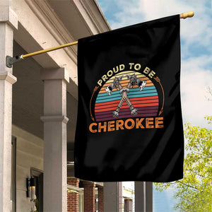 Cherokee Heritage Pride Garden Flag Vintage Sunset Tomahawk Native American Graphic