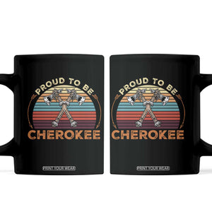 Cherokee Heritage Pride Coffee Mug Vintage Sunset Tomahawk Native American Graphic