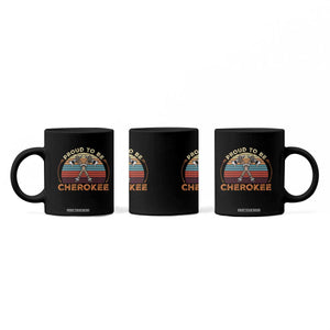 Cherokee Heritage Pride Coffee Mug Vintage Sunset Tomahawk Native American Graphic