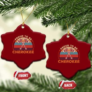 Cherokee Heritage Pride Ceramic Ornament Vintage Sunset Tomahawk Native American Graphic