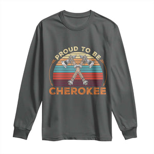 Cherokee Heritage Pride Long Sleeve Shirt Vintage Sunset Tomahawk Native American Graphic
