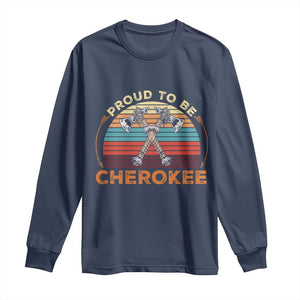 Cherokee Heritage Pride Long Sleeve Shirt Vintage Sunset Tomahawk Native American Graphic