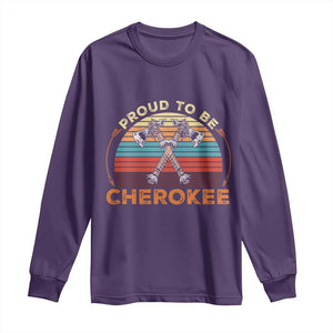 Cherokee Heritage Pride Long Sleeve Shirt Vintage Sunset Tomahawk Native American Graphic