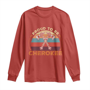 Cherokee Heritage Pride Long Sleeve Shirt Vintage Sunset Tomahawk Native American Graphic