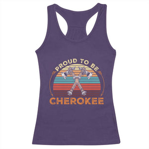 Cherokee Heritage Pride Racerback Tank Top Vintage Sunset Tomahawk Native American Graphic
