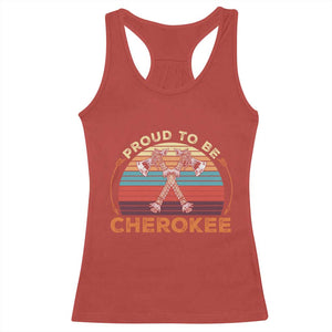 Cherokee Heritage Pride Racerback Tank Top Vintage Sunset Tomahawk Native American Graphic