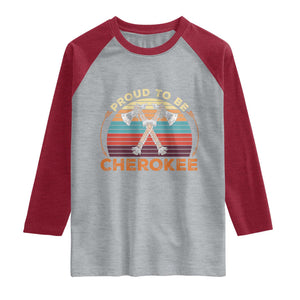 Cherokee Heritage Pride Raglan Shirt Vintage Sunset Tomahawk Native American Graphic