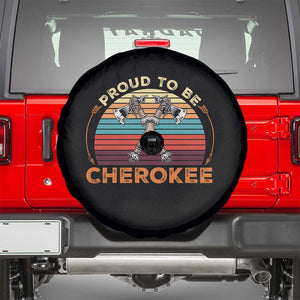 Cherokee Heritage Pride Spare Tire Cover Vintage Sunset Tomahawk Native American Graphic