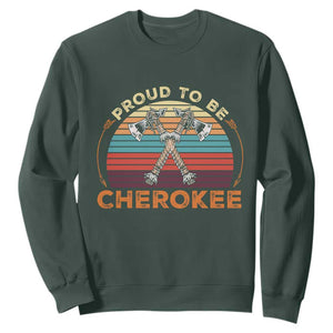 Cherokee Heritage Pride Sweatshirt Vintage Sunset Tomahawk Native American Graphic