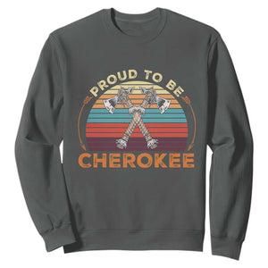 Cherokee Heritage Pride Sweatshirt Vintage Sunset Tomahawk Native American Graphic