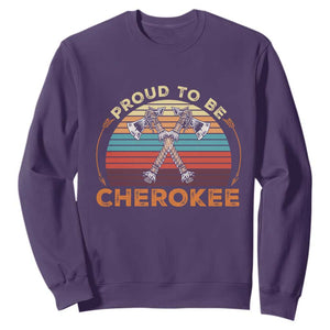 Cherokee Heritage Pride Sweatshirt Vintage Sunset Tomahawk Native American Graphic