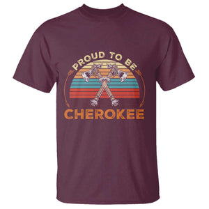 Cherokee Heritage Pride T Shirt Vintage Sunset Tomahawk Native American Graphic