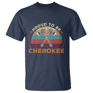 Cherokee Heritage Pride T Shirt Vintage Sunset Tomahawk Native American Graphic
