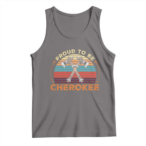 Cherokee Heritage Pride Tank Top Vintage Sunset Tomahawk Native American Graphic