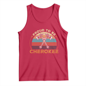 Cherokee Heritage Pride Tank Top Vintage Sunset Tomahawk Native American Graphic