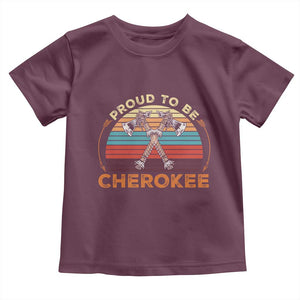 Cherokee Heritage Pride Toddler T Shirt Vintage Sunset Tomahawk Native American Graphic