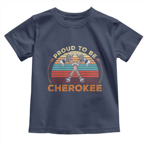 Cherokee Heritage Pride Toddler T Shirt Vintage Sunset Tomahawk Native American Graphic
