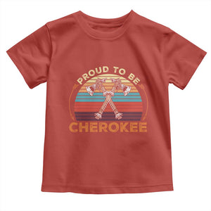 Cherokee Heritage Pride Toddler T Shirt Vintage Sunset Tomahawk Native American Graphic
