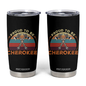 Cherokee Heritage Pride Tumbler Cup Vintage Sunset Tomahawk Native American Graphic