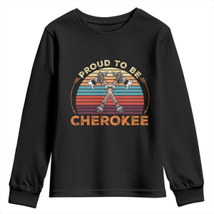 Cherokee Heritage Pride Youth Sweatshirt Vintage Sunset Tomahawk Native American Graphic