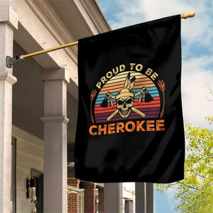 Cherokee Heritage Pride Garden Flag Vintage Native American Warrior Skull