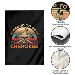 Cherokee Heritage Pride Garden Flag Vintage Native American Warrior Skull