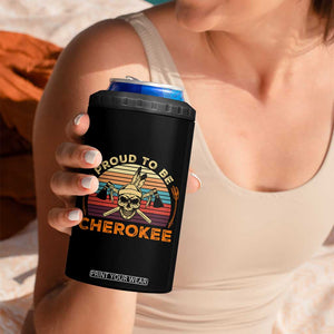 Cherokee Heritage Pride 4 in 1 Can Cooler Tumbler Vintage Native American Warrior Skull