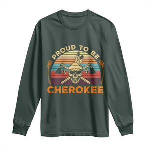 Cherokee Heritage Pride Long Sleeve Shirt Vintage Native American Warrior Skull