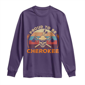 Cherokee Heritage Pride Long Sleeve Shirt Vintage Native American Warrior Skull
