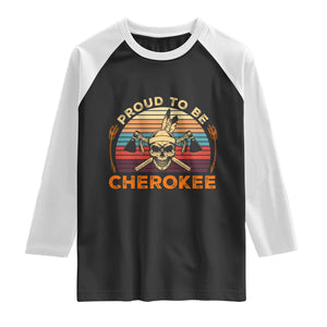 Cherokee Heritage Pride Raglan Shirt Vintage Native American Warrior Skull
