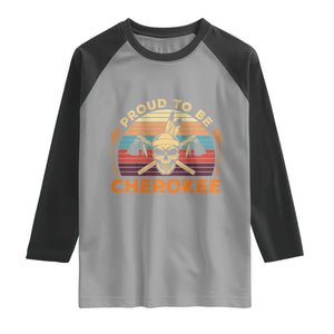 Cherokee Heritage Pride Raglan Shirt Vintage Native American Warrior Skull