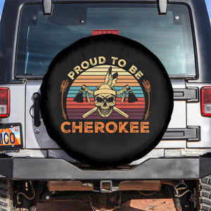 Cherokee Heritage Pride Spare Tire Cover Vintage Native American Warrior Skull
