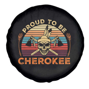 Cherokee Heritage Pride Spare Tire Cover Vintage Native American Warrior Skull