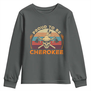 Cherokee Heritage Pride Youth Sweatshirt Vintage Native American Warrior Skull