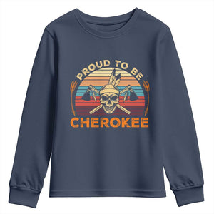 Cherokee Heritage Pride Youth Sweatshirt Vintage Native American Warrior Skull
