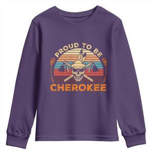 Cherokee Heritage Pride Youth Sweatshirt Vintage Native American Warrior Skull