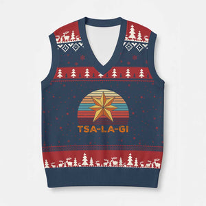Tsalagi Seven Pointed Star V-Neck Knit Sweater Vest Cherokee Native American Heritage