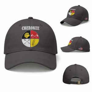 Cherokee Cultural Pride Baseball Cap Native American Medicine Wheel Art