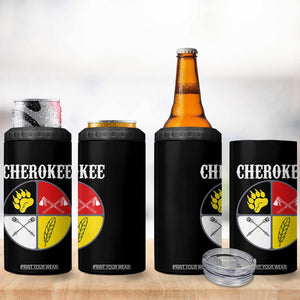 Cherokee Cultural Pride 4 in 1 Can Cooler Tumbler Native American Medicine Wheel Art